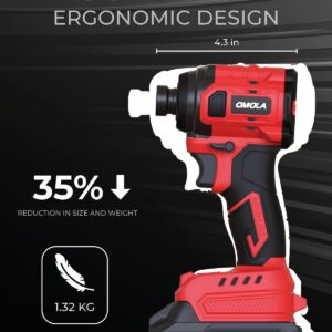 Impact Driver，2500 In-lbs，1/4" Hex Chuck，High Torque 3200 RPM,Impact Drill With A 15C 21V 2.0Ah Li-Ion Battery,Fast Charger，Brushless Motor，Suitable for Domestic And Construction Site Work