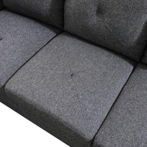 LostCat 97" W Sectional Couches for Living Room, Flannel Modular Sectional Sofa Set for Living Room Couch, L Shape Couch for Living Room Furniture Sets, Black Grey