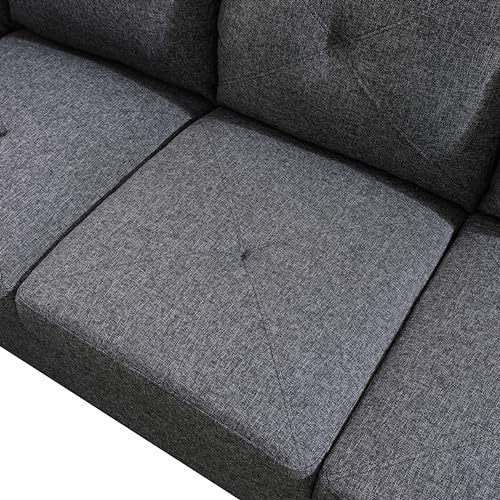 LostCat 97" W Sectional Couches for Living Room, Flannel Modular Sectional Sofa Set for Living Room Couch, L Shape Couch for Living Room Furniture Sets, Black Grey