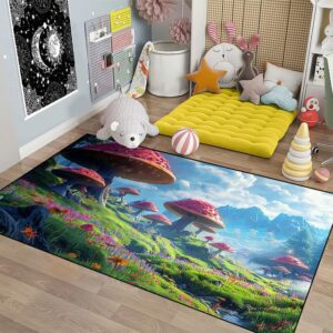 cdiwidh mushroom rug for girls room - pink mushroom area rug 5'x7' kids rugs for bedroom girls boys cute mushroom prints rugs decor for girls bedroom living room kids play rug 5x7 feet