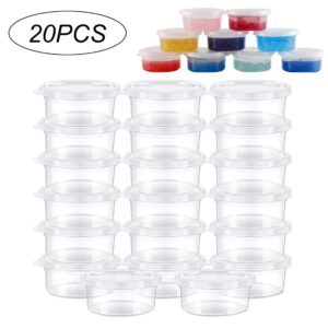 Jeorywoet 20 Pcs Leakproof Transparent Slime Containers Foam Balls Storage Box Plastic Slime Organizers with Lids,