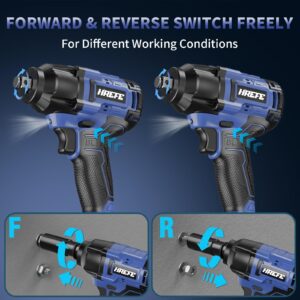 HreFe Cordless Impact Wrench 1/2 inch, 405Ft-lbs (550N.m) Power Impact Drill Set or Tools, 3200RPM High Torque Impact Driver, 2 x 4.0Ah Battery, 4 Sockets, Charger, Electric Impact Gun for Lug Nut