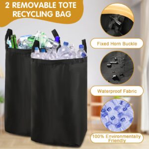 JUNEBRUSHS Recycling Bin Storage Kitchen Indoor Household Bottle Items Collection Container Large 42 Gallon 158L Double Bucket Recycling Storage with Lid, Reusable Removable Inner Bag Bottle Jar Glass