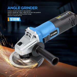 G LAXIA Angle Grinder，4 Amp Electric Grinder Tool with Grinding and Cutting Wheels, Auxiliary Handle for Cutting, Grinding, Polishing and Rust Removal