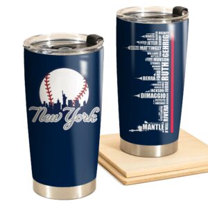 TEERABBIT Legends New York Baseball City Skyline Tumbler - Coffee Mug Insulated Tumbler With Lid - Mother's Day, Father's Day, Birthday, Christmas Gifts For Fans - 20 Oz| Stainless Steel