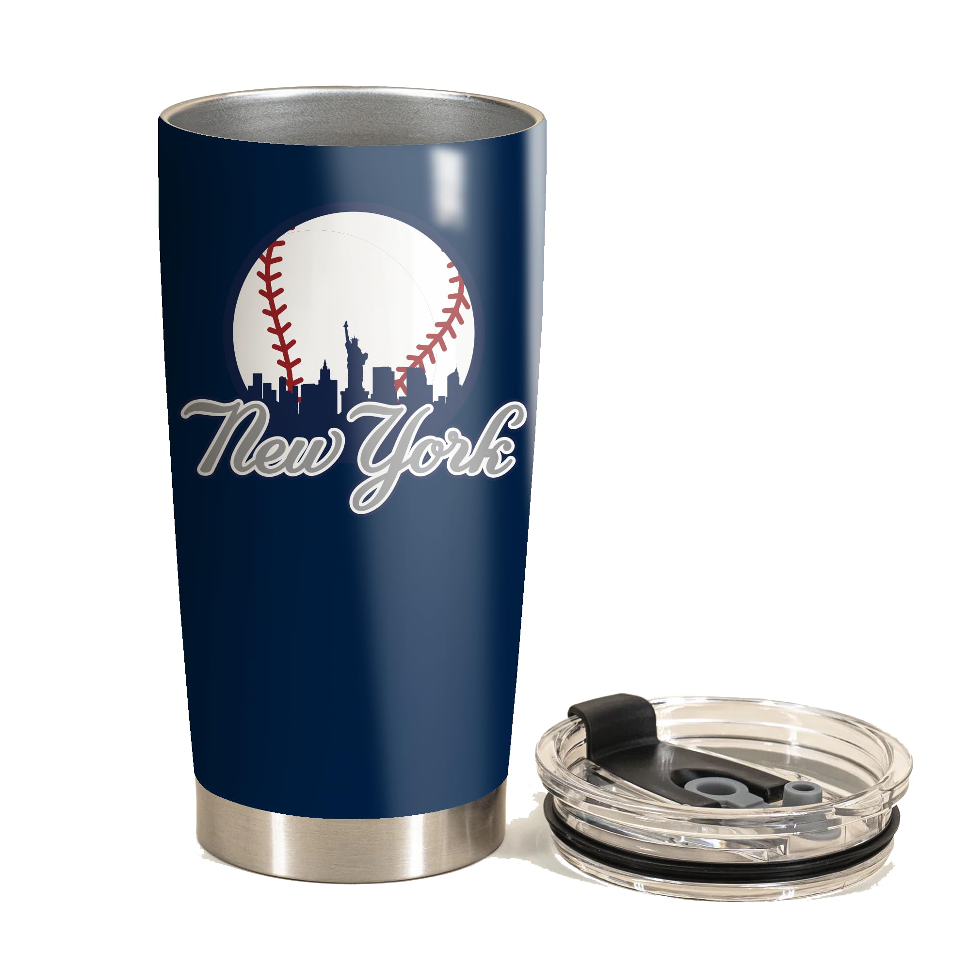 TEERABBIT Legends New York Baseball City Skyline Tumbler - Coffee Mug Insulated Tumbler With Lid - Mother's Day, Father's Day, Birthday, Christmas Gifts For Fans - 20 Oz| Stainless Steel