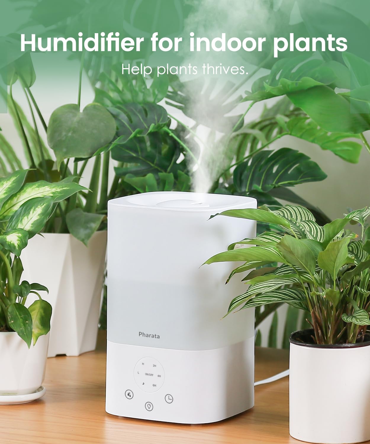 Pharata Humidifiers for Bedroom Baby, 3.5L Top Fill Air Humidifiers for Home, Ultrasonic Cool Mist Humidifiers for Large Room Indoor Plants Nursery, Night Light, White