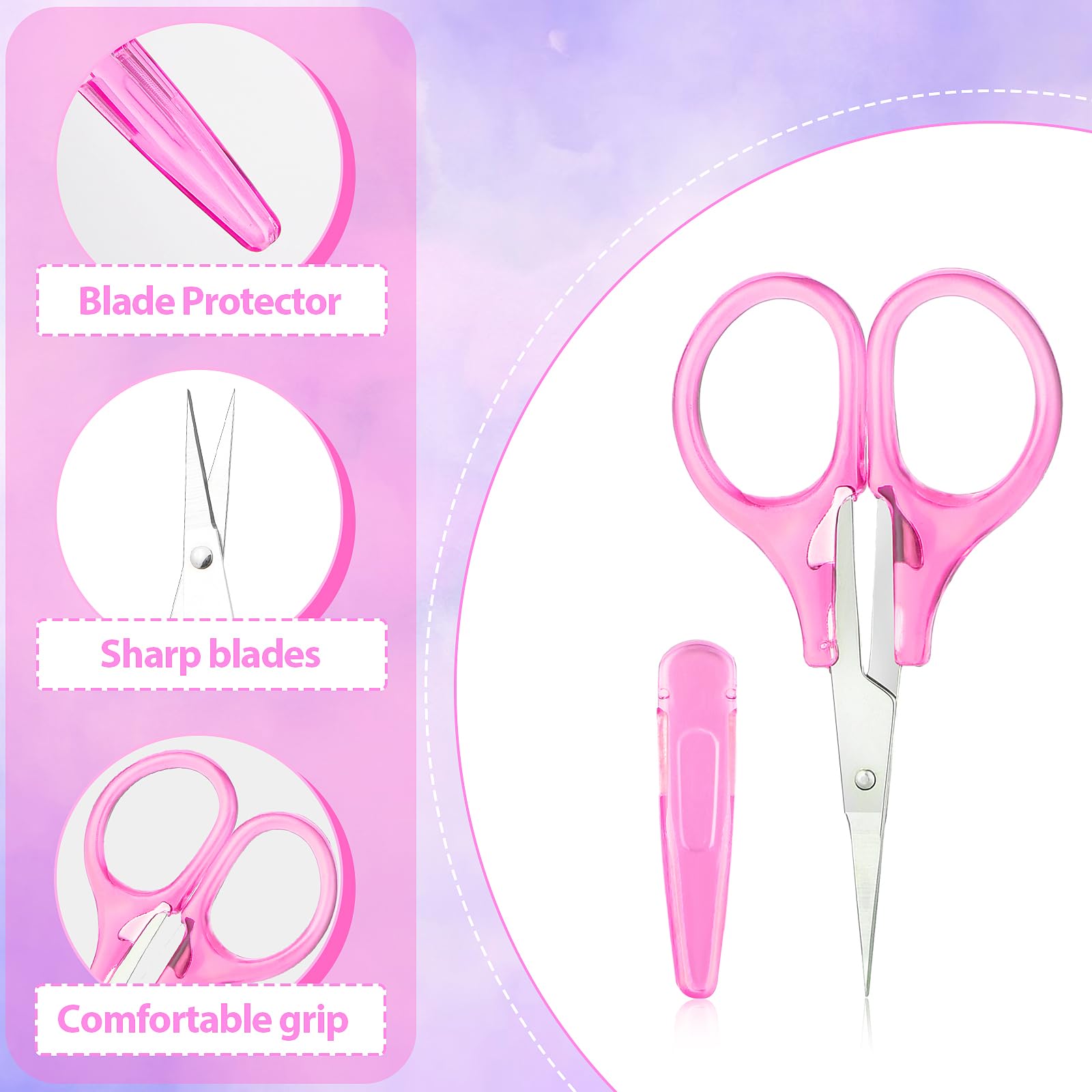 2 Pack Small Sewing Scissors Stainless Steel Crafting Scissors Pointed Scissors with Cover, Precision Portable Scissors for Embroidery Quilting Sewing Knitting Crafting (Blue+ Pink)