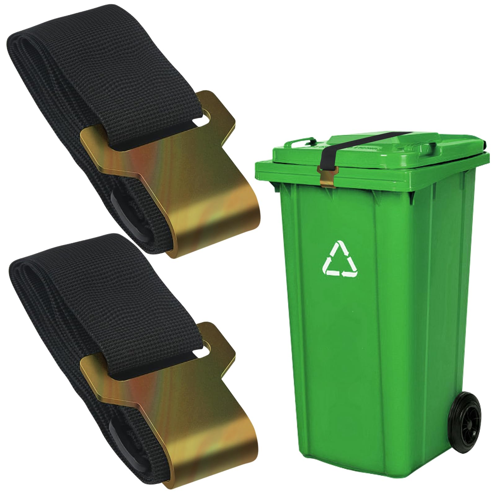 2Pcs Bear Proof Trash Can Lid Lock, Trash Can Locks for Animals, Adjustable Garbage Can Lock for Animals, Trash Can Lock Garbage Can Strap to Prevent Bear Raccoon Dog Tipping Over Trash Bin (Black)