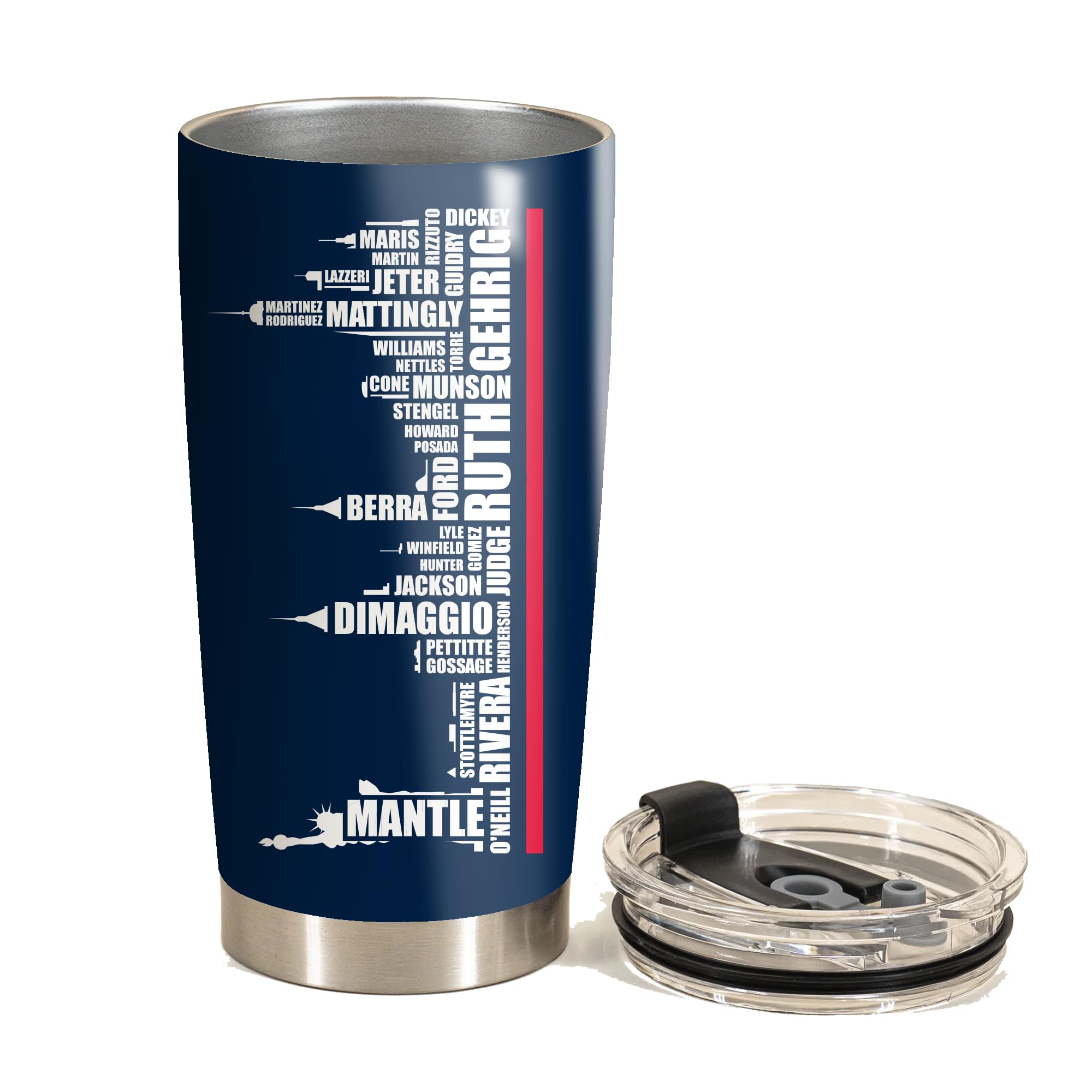 TEERABBIT Legends New York Baseball City Skyline Tumbler - Coffee Mug Insulated Tumbler With Lid - Mother's Day, Father's Day, Birthday, Christmas Gifts For Fans - 20 Oz| Stainless Steel