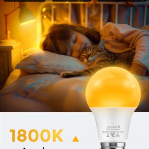 L LOHAS LED Sleep aid Amber Light Bulbs, Blue Light Blocking, A19 3W(40 Watt Equivalent) Dim Light Bulbs, 1800K Warm Light Bulb, E26 Base, 2 Pack