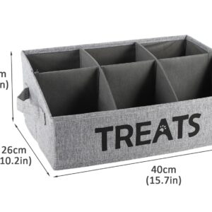 Brabtod Dog Storage Organizer,Dog Treat Container Bin,Collapsible Fabric Storage Box for Pet Treats with removable dividers,Dog Stuff Container for Dog Treats Stick/Pet Canned Food/Packaged Snacks