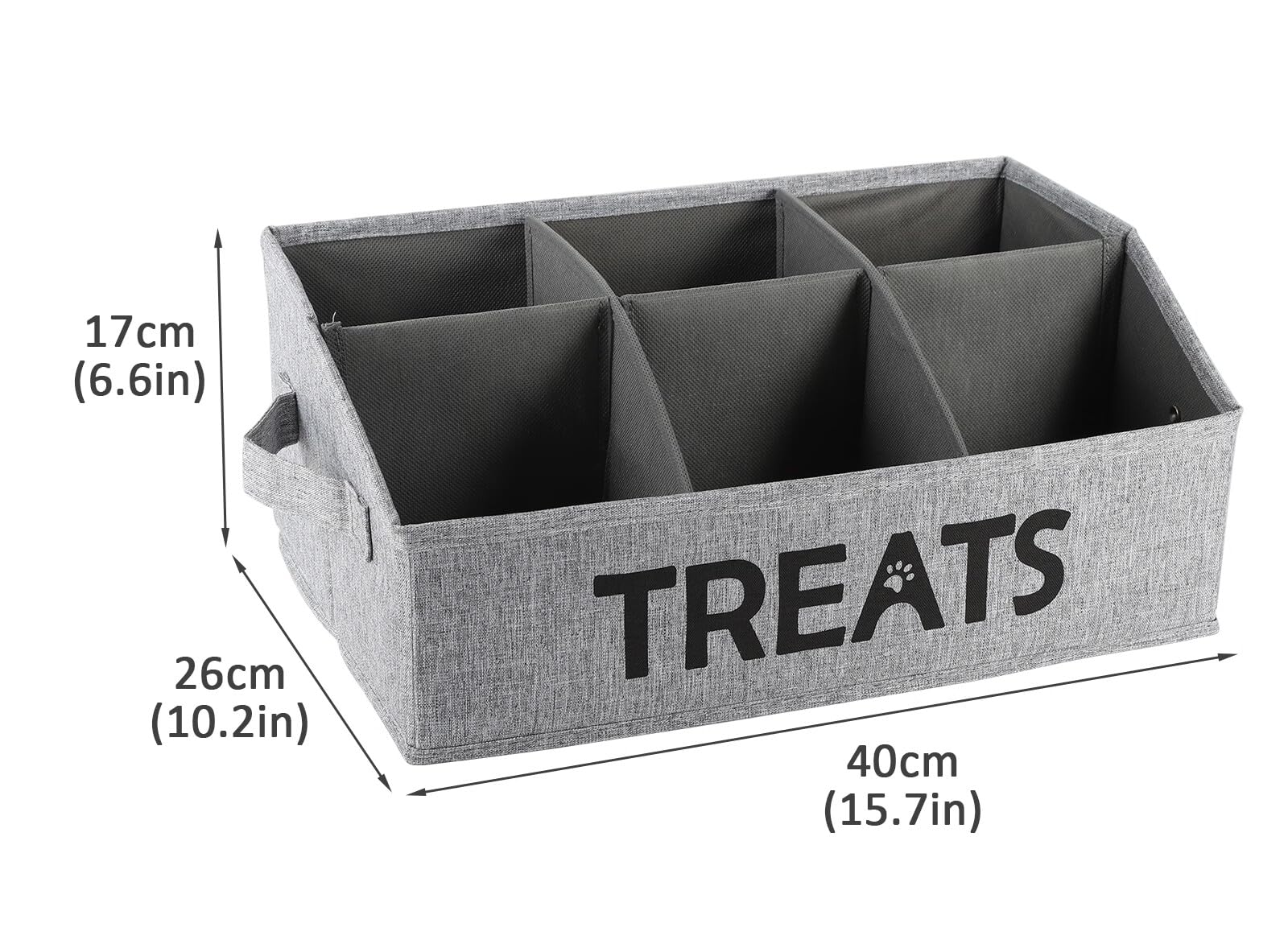 Brabtod Dog Storage Organizer,Dog Treat Container Bin,Collapsible Fabric Storage Box for Pet Treats with removable dividers,Dog Stuff Container for Dog Treats Stick/Pet Canned Food/Packaged Snacks