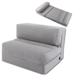 zonli futon sofa bed,convertible folding mattress sleeper chair twin size,memory foam futon sofa couch with washable cover,for living room,dorm,guest room,home office,loft, apartment (gray)