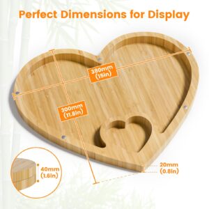 Charcuterie Boards Gift Set - 2 Unique Heart Shade Bamboo Cheese Board with 2 Seasoning Dishs - Mothers Day Gifts for Mom - House Warming Gifts New Home - Wedding Gifts, Bridal Shower Gift