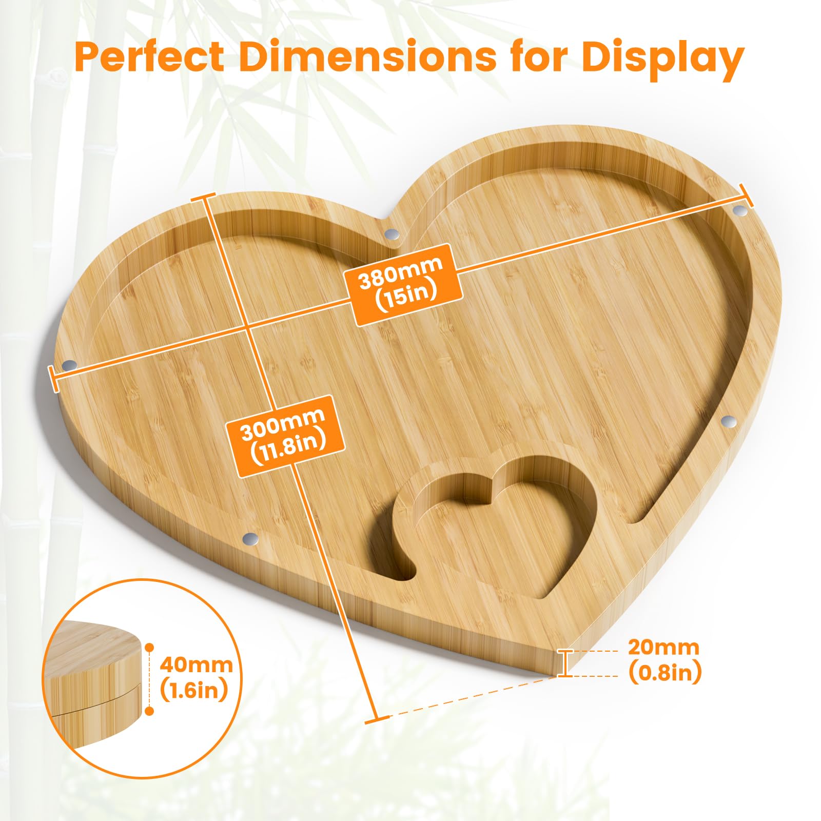 Charcuterie Boards Gift Set - 2 Unique Heart Shade Bamboo Cheese Board with 2 Seasoning Dishs - Mothers Day Gifts for Mom - House Warming Gifts New Home - Wedding Gifts, Bridal Shower Gift