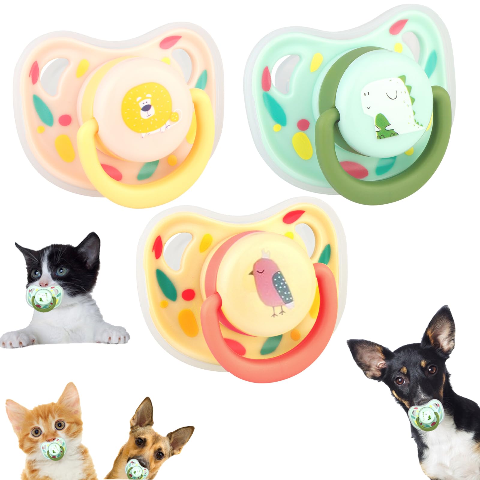 3-Pack Silicone Pet Pacifiers for Small Dogs and Puppies, Calming Chew Toys to Soothe Your Pet's Anxiety - Cat and Dog Calming Pacifiers.