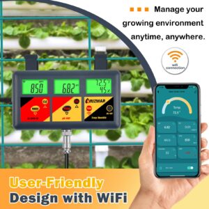 UIUZMAR pH EC TDS Continuous Monitor pH ORP Meter for Home Growers, 7 in 1 pH EC PPM CF ORP Temp Humidity Meter for Indoor Hydroponic Garden Reservoir Water Tank DWC Setup Aeroponic Gardening