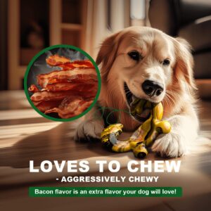 Quizvi Durable Dog Chew Toy for Aggressive Chewers - Tough Nylon Bone for Medium Breeds, Interactive Teething Toy with Real Bacon Flavor, Keeps Dogs Busy, Christmas Birthday Gifts for Dogs