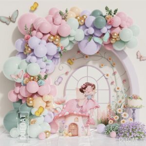 fairy wonderland birthday party decorations,160pcs fairy balloon arch garland kit pink purple blue green balloons for girls fairytale spring garden tea party bride baby shower