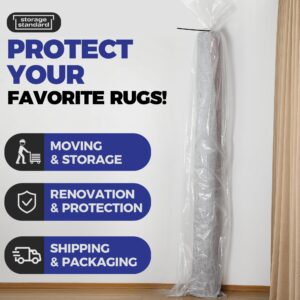 Heavy Duty Rug Storage Bag - Reusable Rug Shipping Bag, Waterproof Plastic Rug Cover - Fits Rolled Carpet Up to 9 x 12 Feet, 4 Mil Thick Tear Proof Plastic Storage Bag - 1 Clear Bag, 130 x 26 Inches