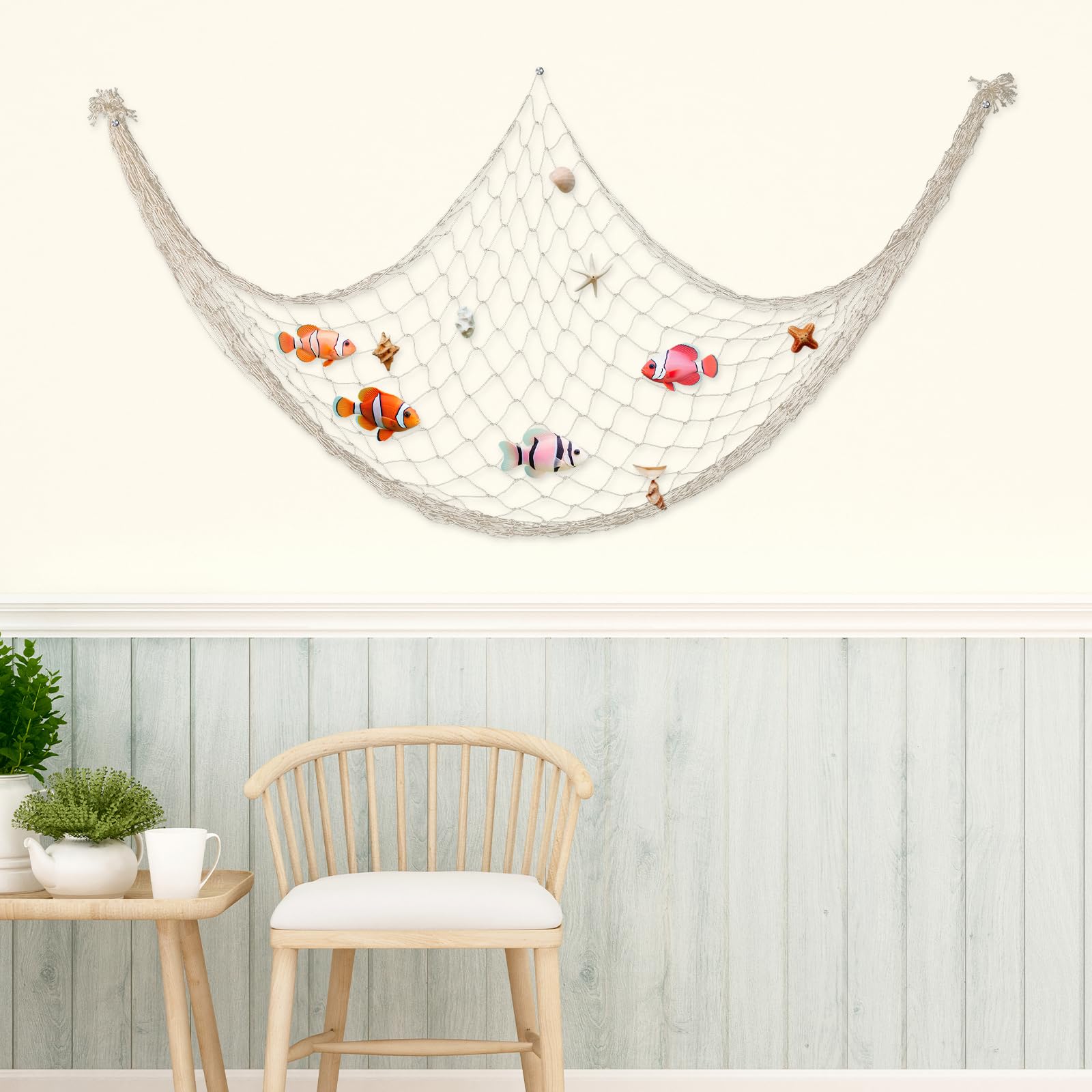 Fish Net Decor Decorative Fishing Net Decor Fish Net Decorations Ocean Fish Net Wall Decoration, Cotton Hawaiian Party Fish Net Ocean Themed Fishnet Room Party Accessory Wall Hangings