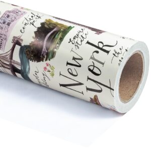 WRAPAHOLIC New York Wrapping Paper Roll - Mini Roll - 17 Inch x 33 Feet - New York City Design, Perfect for Birthday, Party, Holiday