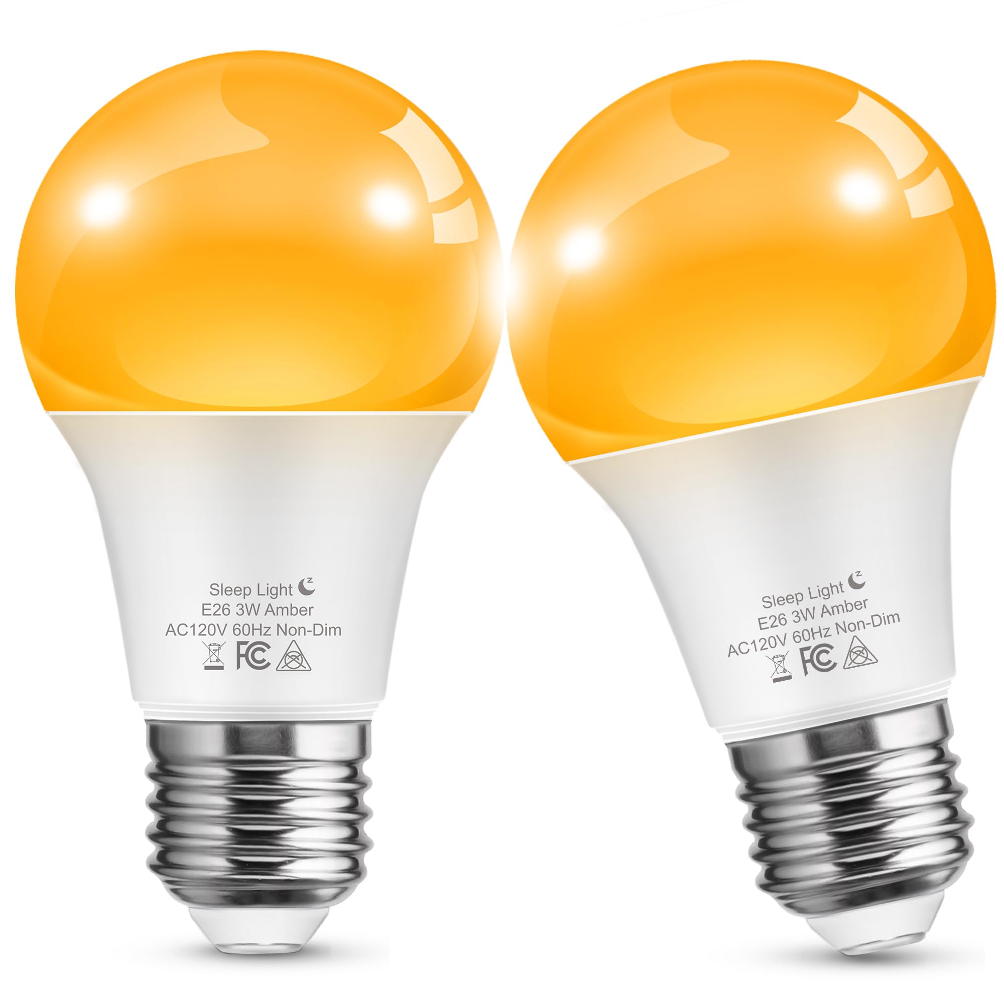 L LOHAS LED Sleep aid Amber Light Bulbs, Blue Light Blocking, A19 3W(40 Watt Equivalent) Dim Light Bulbs, 1800K Warm Light Bulb, E26 Base, 2 Pack