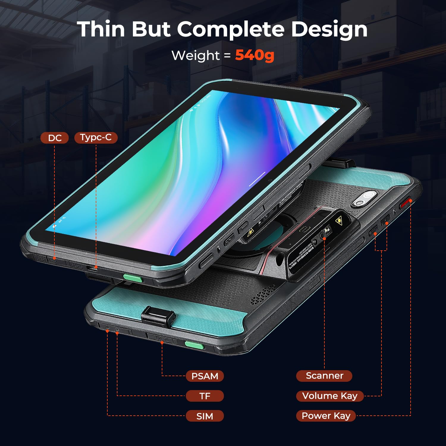 MUNBYN Rugged Tablet Scanner, Android 13 6GB+128GB Industrial Tablet, 8" Inventory Tablet, Equip with Honeywell N6703 1D 2D Scan Engine, IP66 Enterprise Tablet with Barcode Scanner for Warehouse