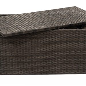 D&F Design Jackson Indoor & Outdoor PE Wicker Coffee Table with Storage, Patio Resin Rattan for Furniture Covers, Pillow, Toys and Gardening Tools Grey (Brownish Grey)