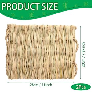 COTELEEC 2 PCS Rabbit Grass Mats, Natural Straw Hay Woven Rabbit Bed Cage Mats Pet Handmade Bedding, Sleeping Chewing Nesting and Toys for Hamster Bunny Chinchilla Bird and Other Small Animal (2Pcs)