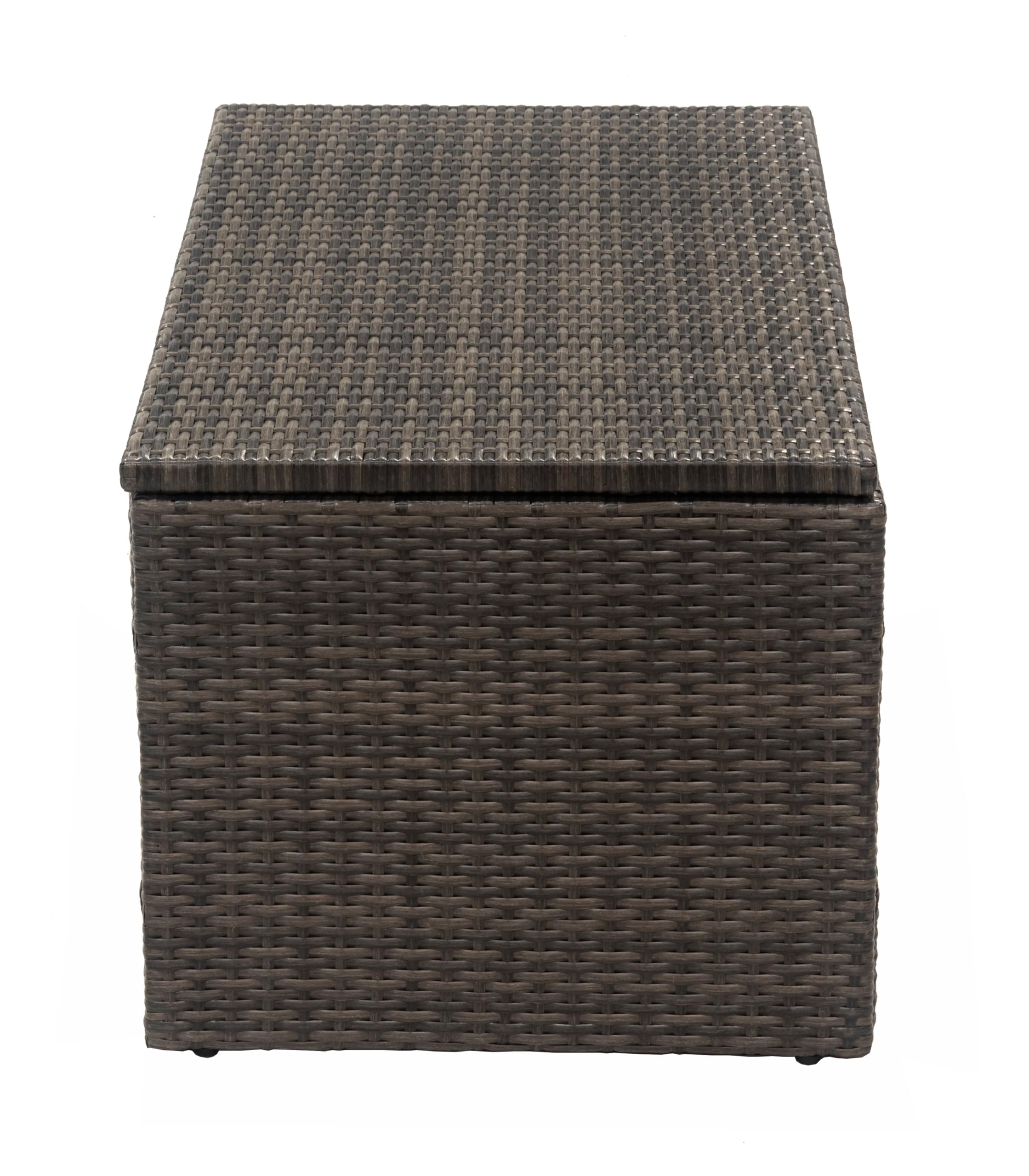 D&F Design Jackson Indoor & Outdoor PE Wicker Coffee Table with Storage, Patio Resin Rattan for Furniture Covers, Pillow, Toys and Gardening Tools Grey (Brownish Grey)