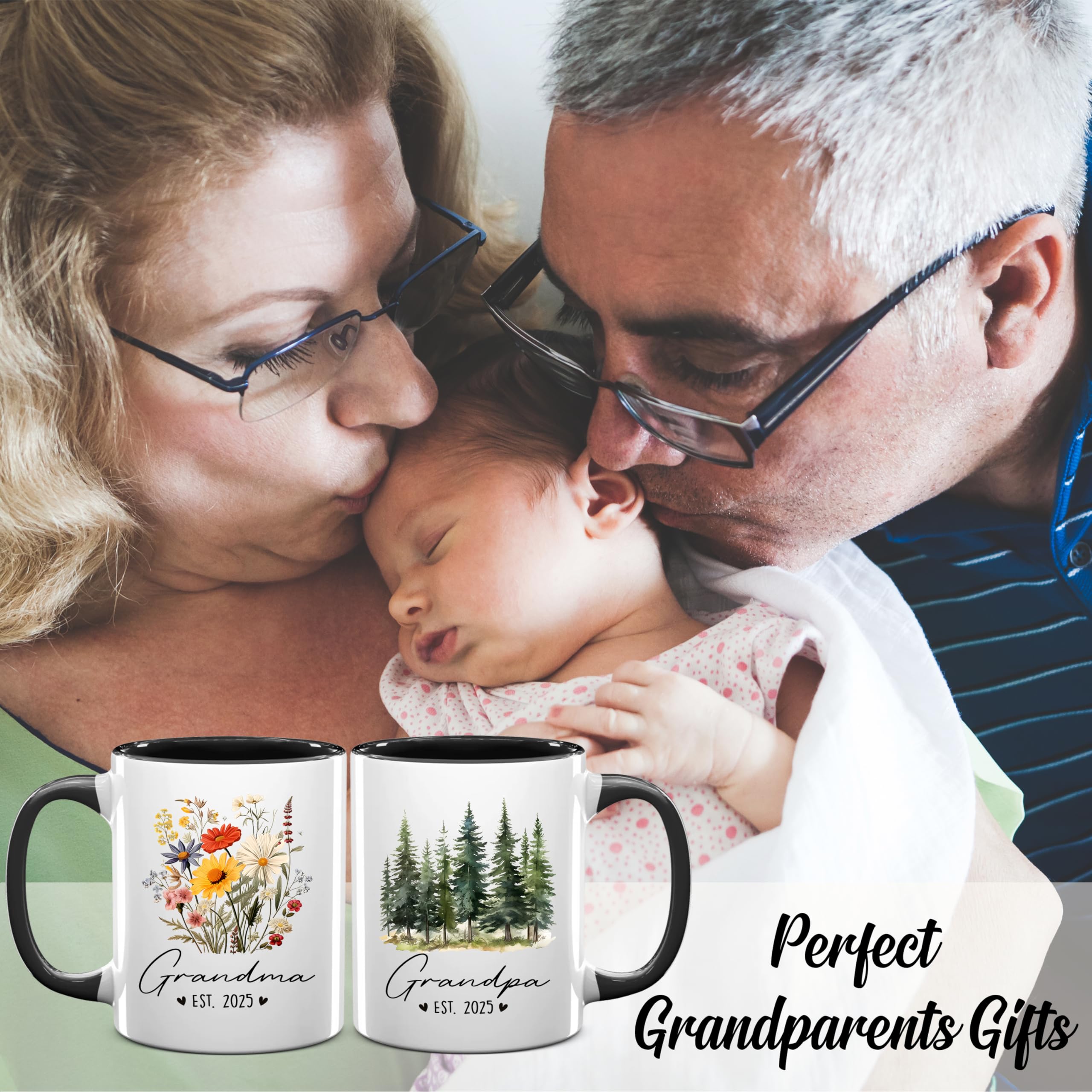 Promoted To Grandparents 2025 Mug Set, Baby Announcement Gifts For Grandparents, Grandma And Grandpa Pregnancy Announcement Gift, 1st Time Grandma Grandpa Gifts, New Grandparents Gifts First Time 2025