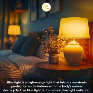 L LOHAS LED Sleep aid Amber Light Bulbs, Blue Light Blocking, A19 3W(40 Watt Equivalent) Dim Light Bulbs, 1800K Warm Light Bulb, E26 Base, 2 Pack