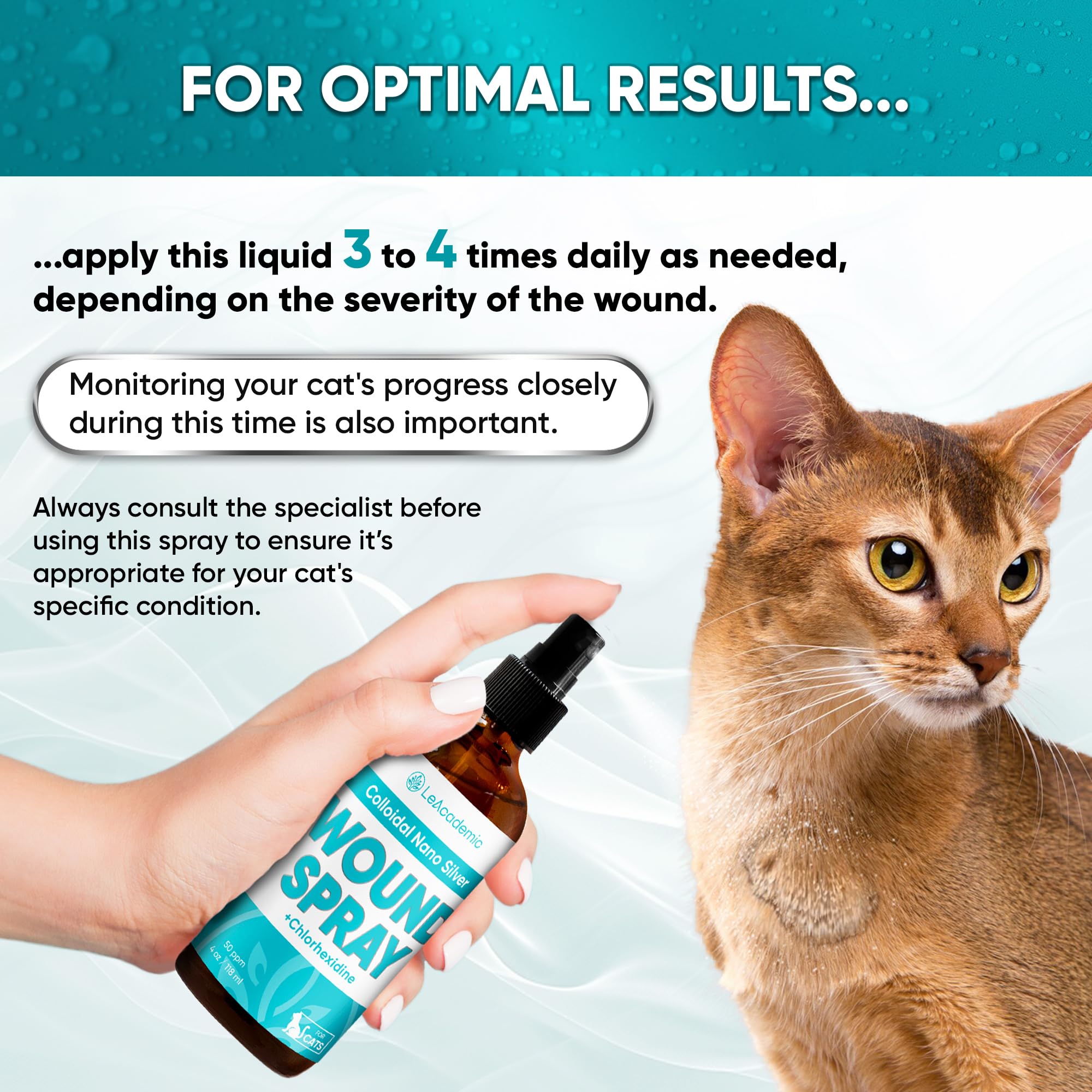 LeAcademic Cat Wound Spray | Wound Spray for Cats | Cat Wound Care Spray | Chlorhexidine for Cats | Wound Care Spray | Pet Wound Care for Cats | 4 Oz