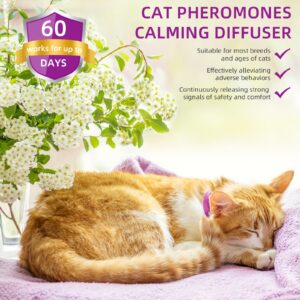 G · PEH Cat Pheromones Calming Diffuser, 2 Pack Premium Pheromone Diffuser for Cats, Cat Calming Diffuser with 2 Diffuser + 2 Refill 48ml Vial Relieve Anxiety Stress for Cats Calm for 60 Days