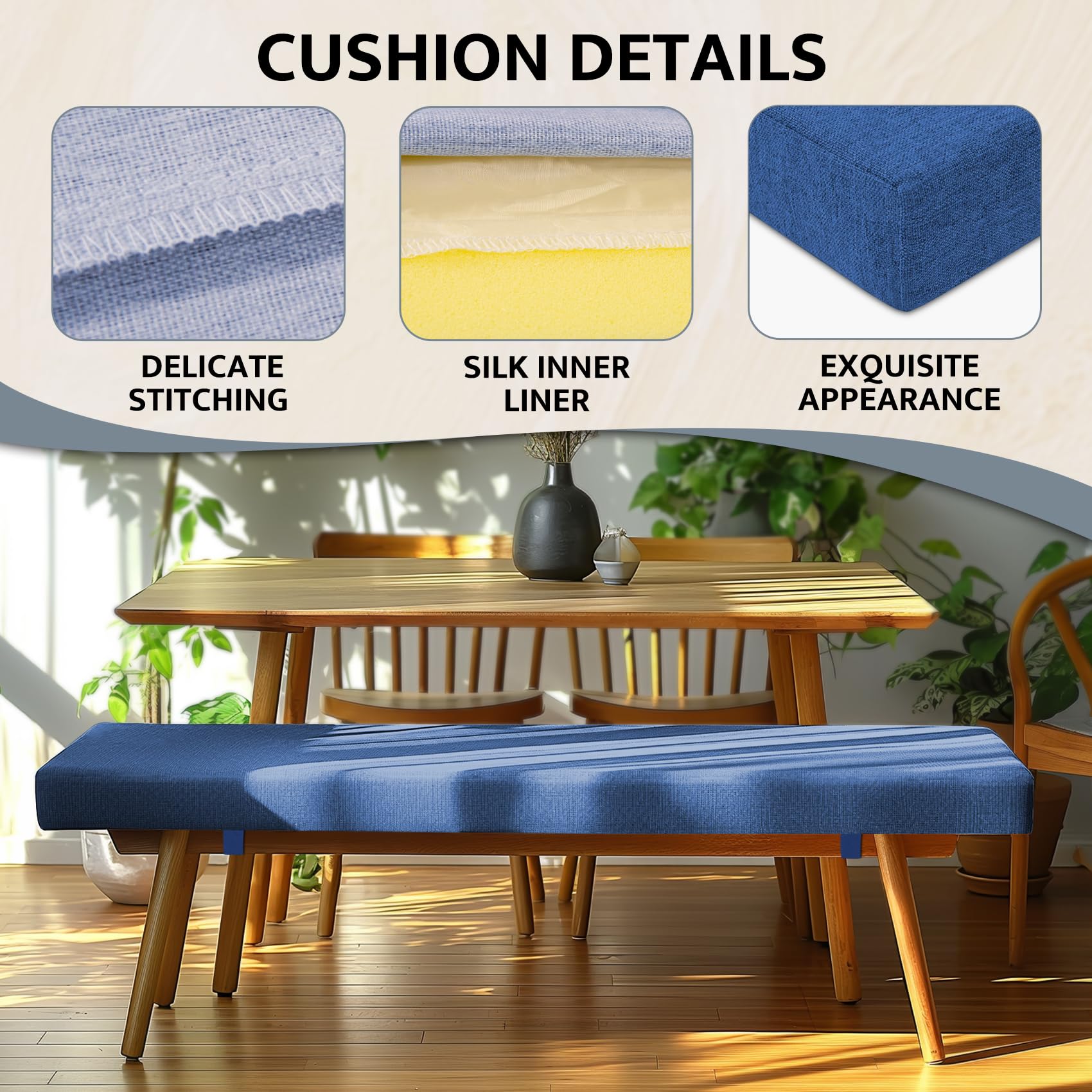 mudilun Bench Cushion 40 inch Bench Cushions for Indoor Furniture with Ties Patio Furniture Cushions for Window Piano Shoe Garden Chair Pads