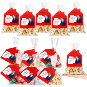 hoolerry 100 set open house popcorn bag with tag thanks open house tag business card house shaped paper gift tag popcorn candy biscuits bag for estate agent favors supplies (red color)