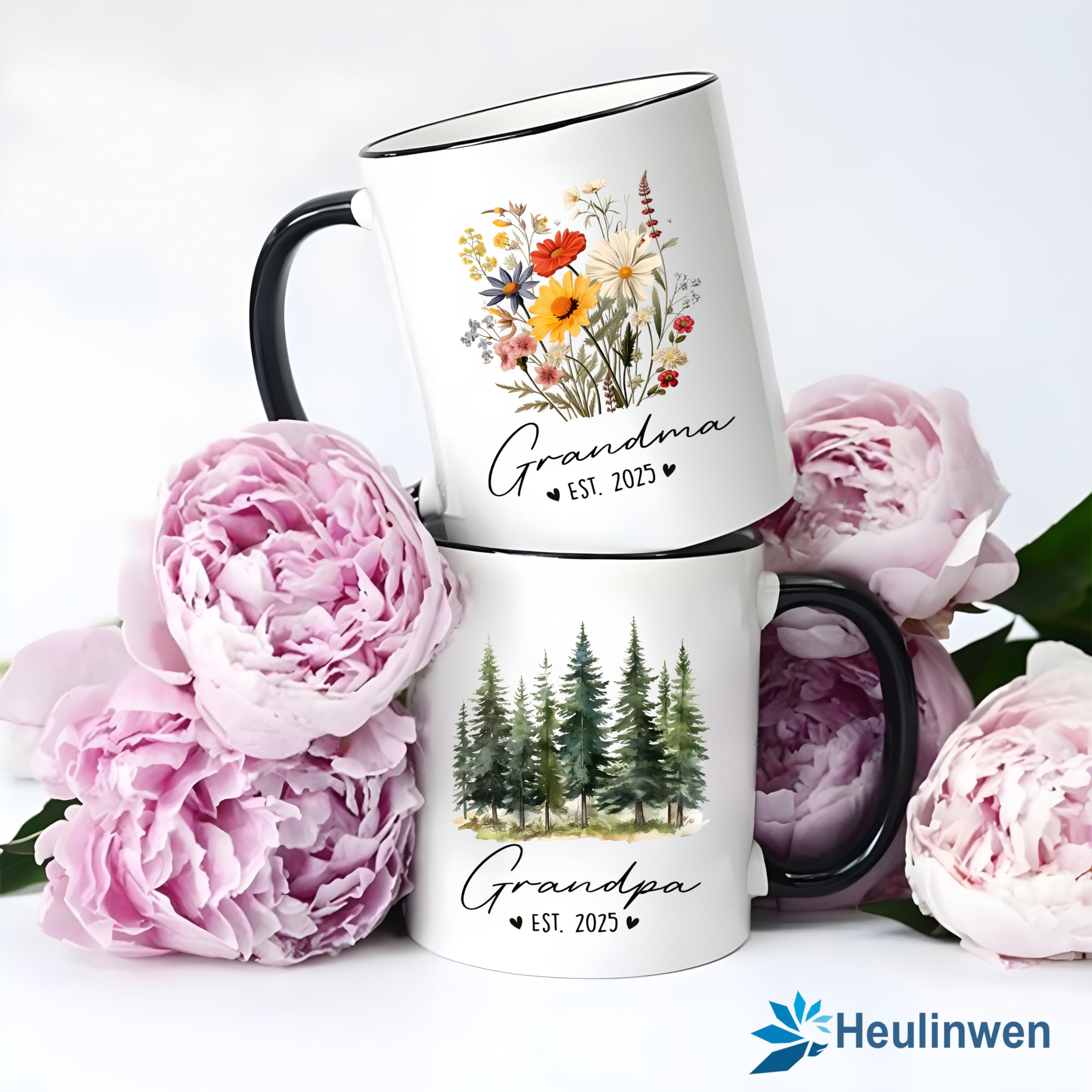 Promoted To Grandparents 2025 Mug Set, Baby Announcement Gifts For Grandparents, Grandma And Grandpa Pregnancy Announcement Gift, 1st Time Grandma Grandpa Gifts, New Grandparents Gifts First Time 2025