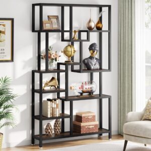 tribesigns 7 tier bookshelf, 70.9" industrial bookcase etagere bookshelves, wood tall book shelves open display storage shelf for living room, home office, rustic brown