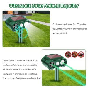 2 Pack Upgraded Solar Deer Repellent Devices for Garden,Ultrasonic Animal Repeller Outdoor with Motion Sensor to Scare Away Raccoon Cat Rabbit Squirrel Dog Skunk,Animal Deterrent for Yard Protection