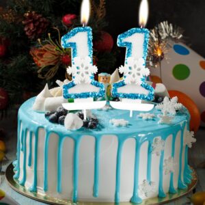 iNINGER Frozen Snow Themed Birthday Candles,Snowflake Birthday Candles Number 5 Candle,Snow Themed Birthday Candles for Cake,Blue White Birthday Candles Cake Toppers Birthday Party Supplies