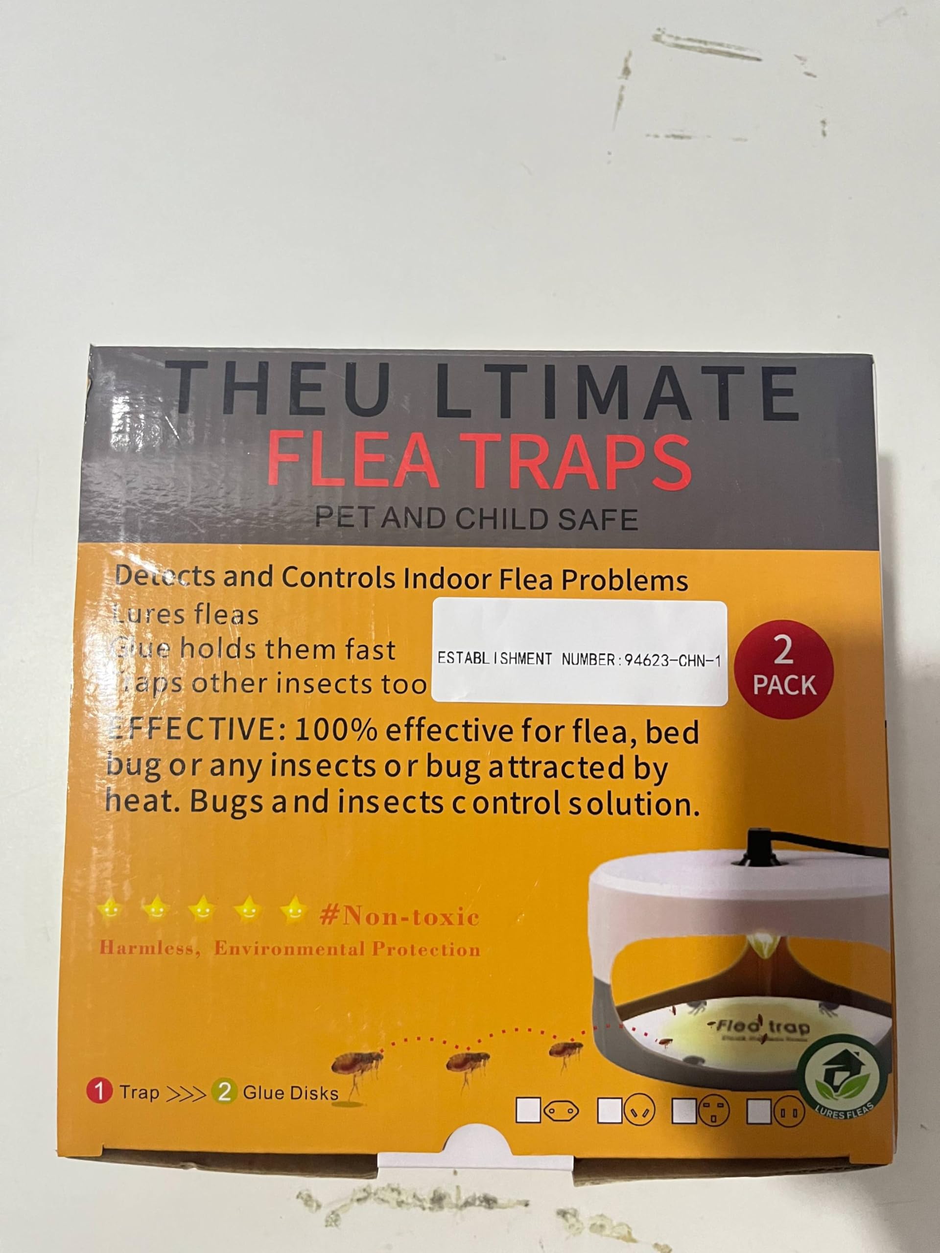 2 Pack Flea Traps for Inside Your Home, 2024 Monster Flea Killer with Sticky Discs & Bulbs, Professional Pest Control Trapper for House, Safe Flea Lights Insect Catcher Bed Bug Trap for Kids & Pets