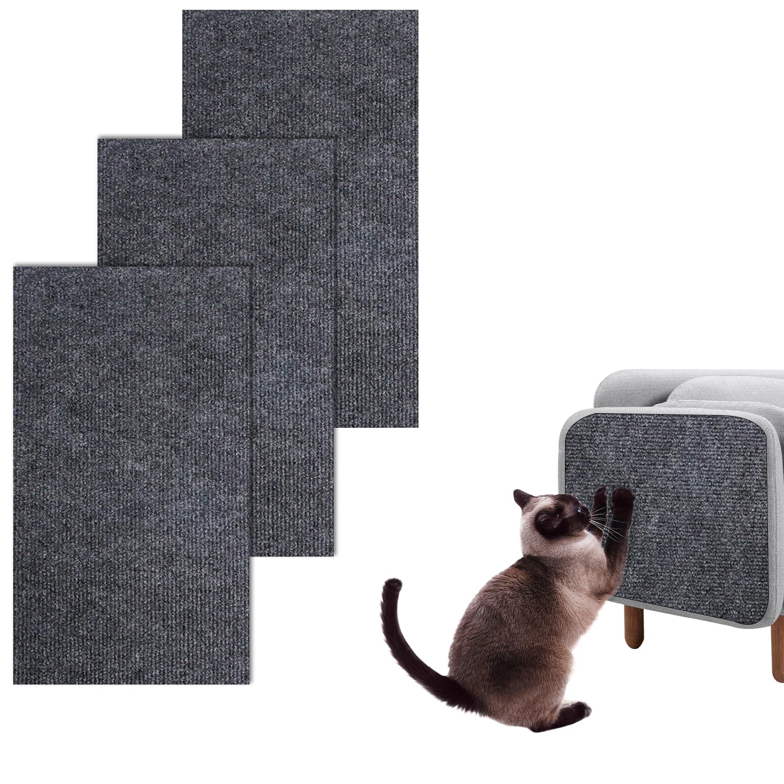 Yoanxong Cat Scratching Mat, 3 Pack 39.9" X 11.8" Trimmable Self-Adhesive Cat Scratching Mat, Sofa Furniture Wall Cat Scratching Board Cat Scratching Mat, Multifunctional Protective Pad for Furniture