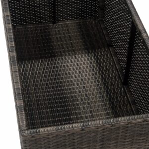 D&F Design Jackson Indoor & Outdoor PE Wicker Coffee Table with Storage, Patio Resin Rattan for Furniture Covers, Pillow, Toys and Gardening Tools Grey (Brownish Grey)