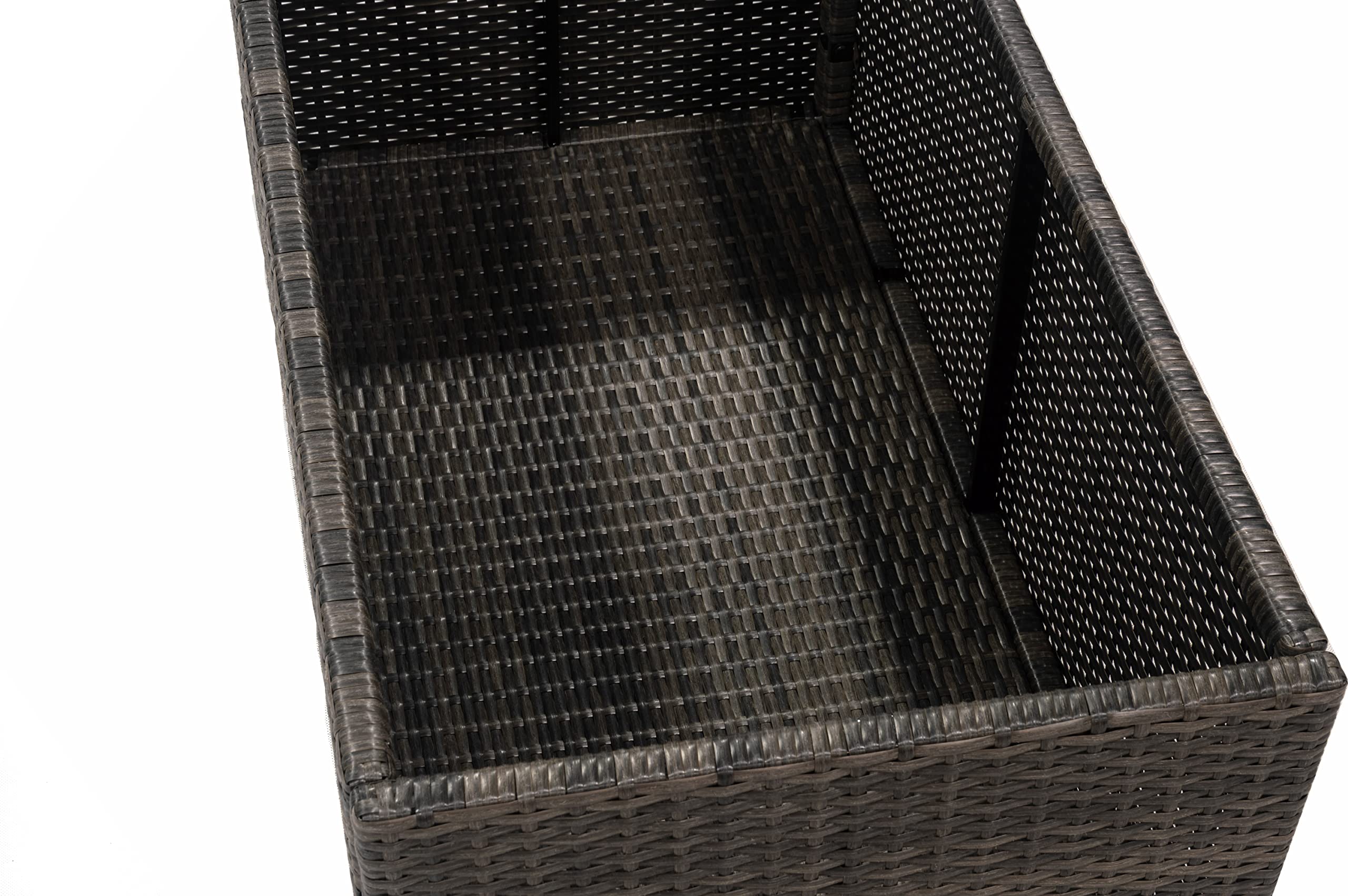 D&F Design Jackson Indoor & Outdoor PE Wicker Coffee Table with Storage, Patio Resin Rattan for Furniture Covers, Pillow, Toys and Gardening Tools Grey (Brownish Grey)