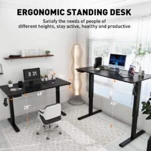 Win Up Time Electric Standing Desk Whole Piece Desktop Height Adjustable Desk- Standing Computer Desk, Sit Stand Desk Frame & Top, Electric Stand Up Desk on Wheels