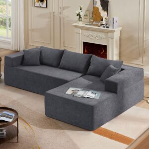 BAMOOLI 107.4'' Modular Sectional Couch, Modern L-Shape Sectional Sofa with Chaise Lounge, Comfy Free Combination Corner Sofa Couch, Upholstered 4 Seat Couch for Living Room, Bedroom, Apartment, Grey