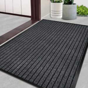 door mat heavy duty outdoor indoor doormat low profile front door mat large 35x60 inch gray striped entrance welcome mats easy clean patio entrance mat waterproof anti-skid rubber backing