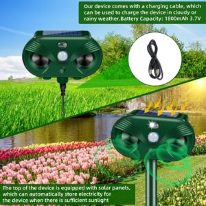 2 Pack Solar Animal Repeller Ultrasonic Cat Repellent Outdoor, Deer Repellent Devices with Motion Sensor, Safe Animal Deterrent to Repel Deer Cat Rabbit Dog Coyote Raccoon Squirrel Skunk for Yard